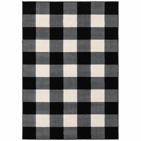 Palacedesigns 5 x 7 ft. Black Monochromatic Gingham Pattern Indoor Area Rug PA3099370